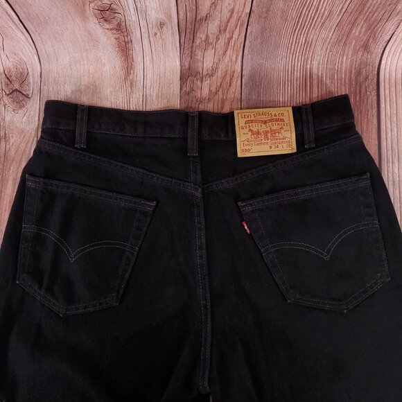 Vintage 90s Levis 550 Relaxed Fit Mens 34 Black Denim Shorts Red Tab USA Made - Picture 9 of 14